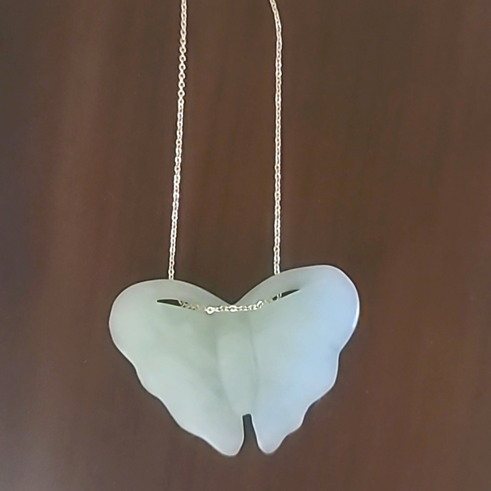 Jade Butterfly Pendant with Gold Chain